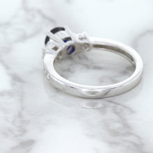 Load image into Gallery viewer, 1.07ct Round Blue Sapphire Ring with Diamond Accents in 18K White Gold
