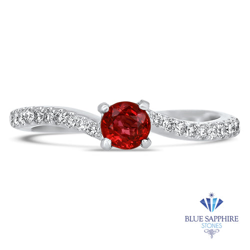 0.37ct Round Red Spinel Ring with Diamond Accents in 18K White Gold