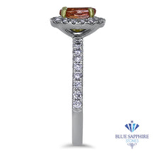 Load image into Gallery viewer, 1.02ct Oval GIA Certified Padparadscha Ring with Diamond Halo in 18K White Gold
