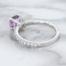 Load image into Gallery viewer, 1.36ct Cushion Unheated Lavender Sapphire Ring with Diamonds in 18K White Gold
