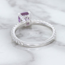 Load image into Gallery viewer, 1.36ct Cushion Unheated Lavender Sapphire Ring with Diamonds in 18K White Gold
