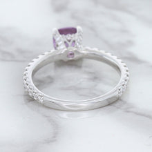 Load image into Gallery viewer, 1.36ct Cushion Unheated Lavender Sapphire Ring with Diamonds in 18K White Gold
