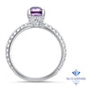 1.36ct Cushion Unheated Lavender Sapphire Ring with Diamonds in 18K White Gold