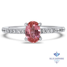 Load image into Gallery viewer, 0.86ct Oval GIA Certified Pink Sapphire Ring with Diamond Accents in 18K White Gold
