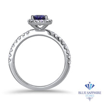 Load image into Gallery viewer, 0.94ct Pear Blue Sapphire Ring with Diamond Halo in 18K White Gold
