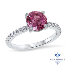 Load image into Gallery viewer, 2.39ct Round EGL Certified Pink Sapphire Ring with Diamond Accents in 18K White Gold
