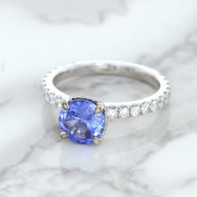 Load image into Gallery viewer, 1.75ct. EGL Certified Round Blue Sapphire Ring with Hidden Diamond Halo in 18K White Gold
