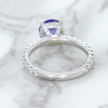 Load image into Gallery viewer, 1.75ct. EGL Certified Round Blue Sapphire Ring with Hidden Diamond Halo in 18K White Gold
