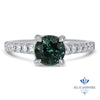 1.57ct Round Green Sapphire Ring with Diamond Accents in 18K White Gold