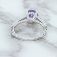 Load image into Gallery viewer, 2.14ct EGL Certified Round Unheated Lavender Sapphire Ring with Diamonds in 18K White Gold
