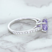 Load image into Gallery viewer, 2.14ct EGL Certified Round Unheated Lavender Sapphire Ring with Diamonds in 18K White Gold
