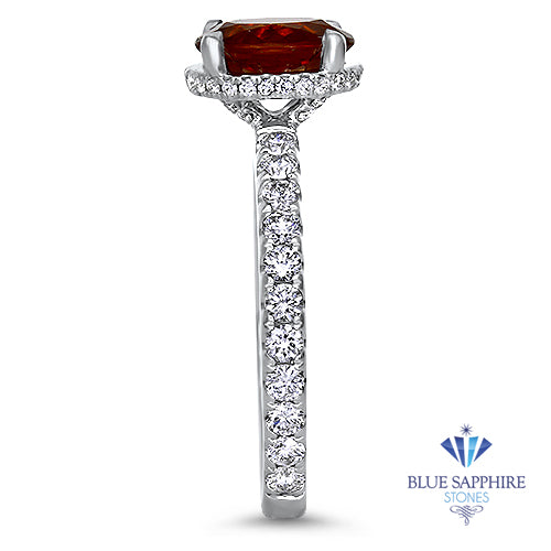 1.62ct Oval GIA Certified Unheated Orange Sapphire Ring with Diamond Accents in 18K White Gold