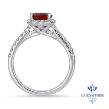 Load image into Gallery viewer, 1.67ct Pear Shaped Unheated Pink Sapphire Ring with Diamond Halo in 18K White Gold
