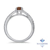 0.55ct Cushion Unheated EGL Certified Padparadscha Ring with Diamond Accents in 18K White Gold