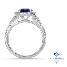 Load image into Gallery viewer, 1.30ct Round Blue Sapphire Ring with Diamond Halo in 18K White Gold
