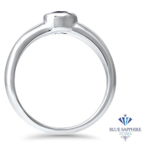 0.74ct Round Blue Sapphire Ring in 14K White Gold