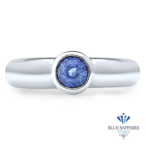 0.74ct Round Blue Sapphire Ring in 14K White Gold