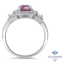 Load image into Gallery viewer, 1.98ct Radiant Pink Sapphire Ring with Diamond Halo in 18K White Gold
