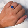 2.88ct Oval Blue Sapphire Ring with Diamond Accents in 18K White Gold