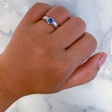 Load image into Gallery viewer, 0.74ct Round Blue Sapphire Ring in 14K White Gold
