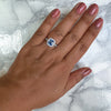 1.74ct Radiant Blue Sapphire Ring with Diamond Halo in 18K White Gold
