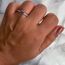 Load image into Gallery viewer, 1.36ct Cushion Unheated Lavender Sapphire Ring with Diamonds in 18K White Gold
