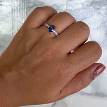 Load image into Gallery viewer, 1.10ct Oval Purple Sapphire Ring with Diamonds in 18K White Gold
